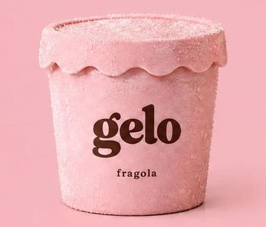 The fragola gelo pint, frosted pink with a scalloped lid.